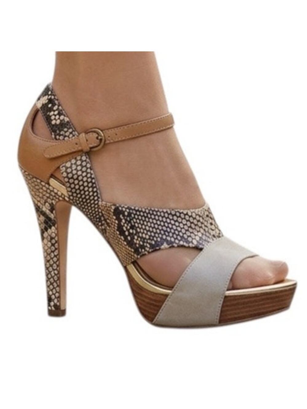 Boutique 9 Voula Reptile Embossed Platform Heels Sandals Peep Toe Shoes 7.5M